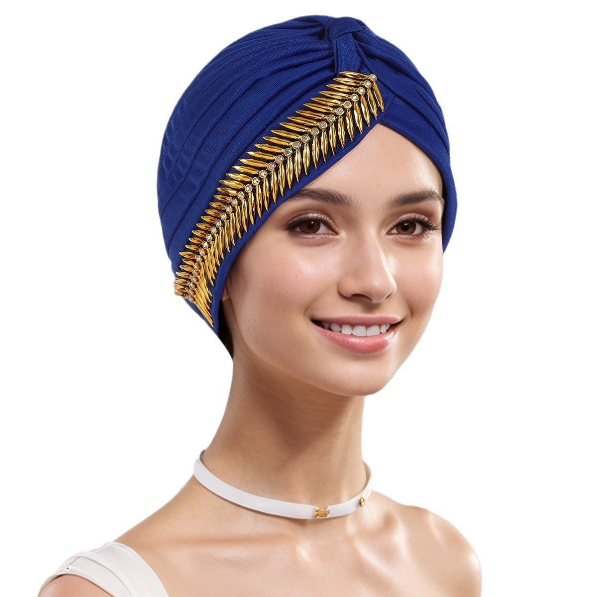 Turban plissé à strass pour femmes, bonnet élastique, foulard de Ramadan, bonnet chimio, chapeau africain