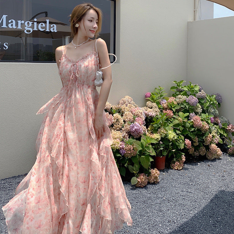Ladies Floral French Sling Dress in S, M, L