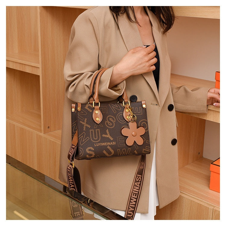 Retro Printed PU Shoulder Messenger Bag for Women, 25cm x 19cm x 10cm