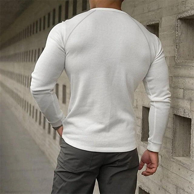 Men's Long-Sleeve Henry Collar Bottoming Shirt