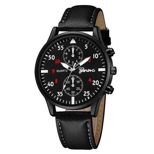 Men's Casual Quartz Watch Gift with 42mm Dial and PU Strap