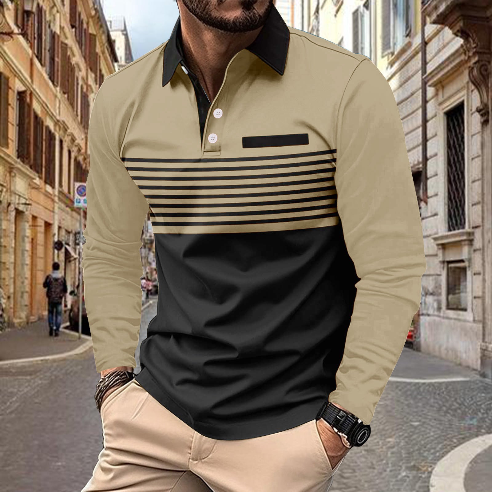 Men's Sports Polo Shirt with Pocket - Solid Colors, Cotton Blend