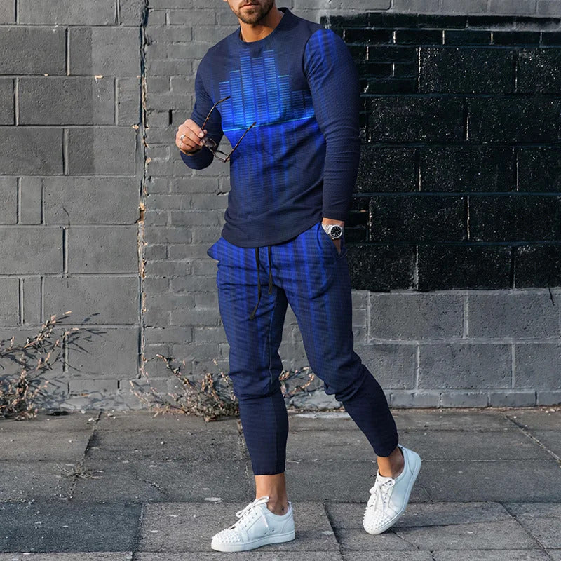Casual Loose Gradient Long Sleeve Sweater Two-Piece Set