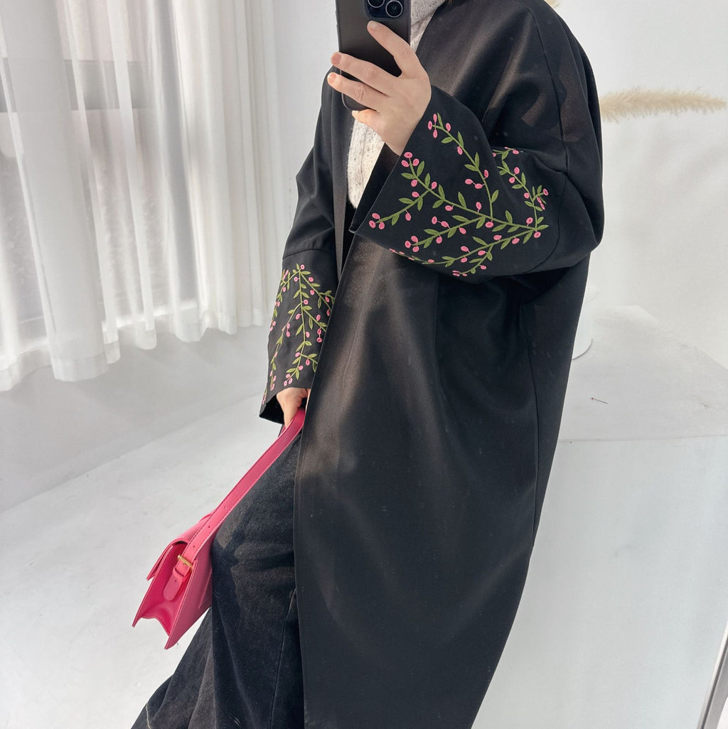 Élégant cardigan brodé de fleurs pour le Moyen-Orient, l'Arabie saoudite, la Turquie, Dubaï
