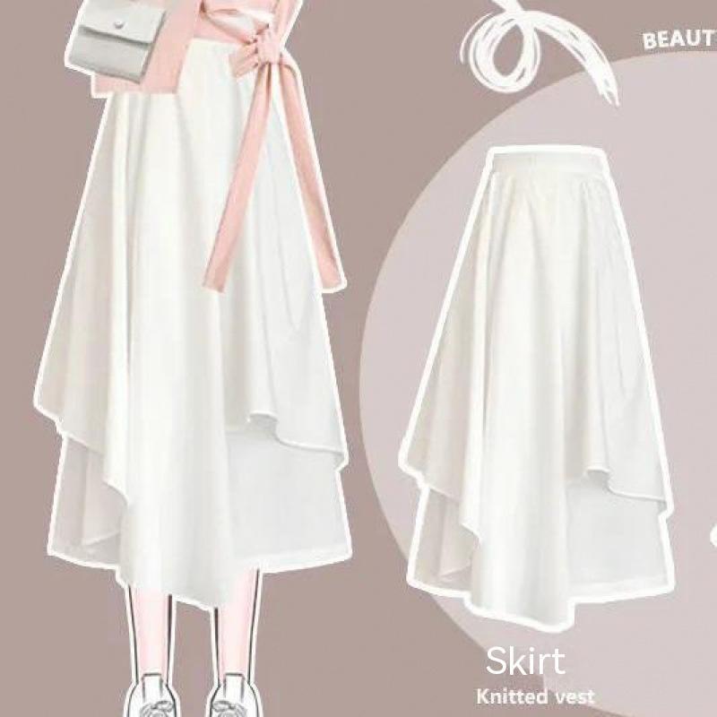 Stylish Loose Short Sleeve T-Shirt and Skirt Set for Women