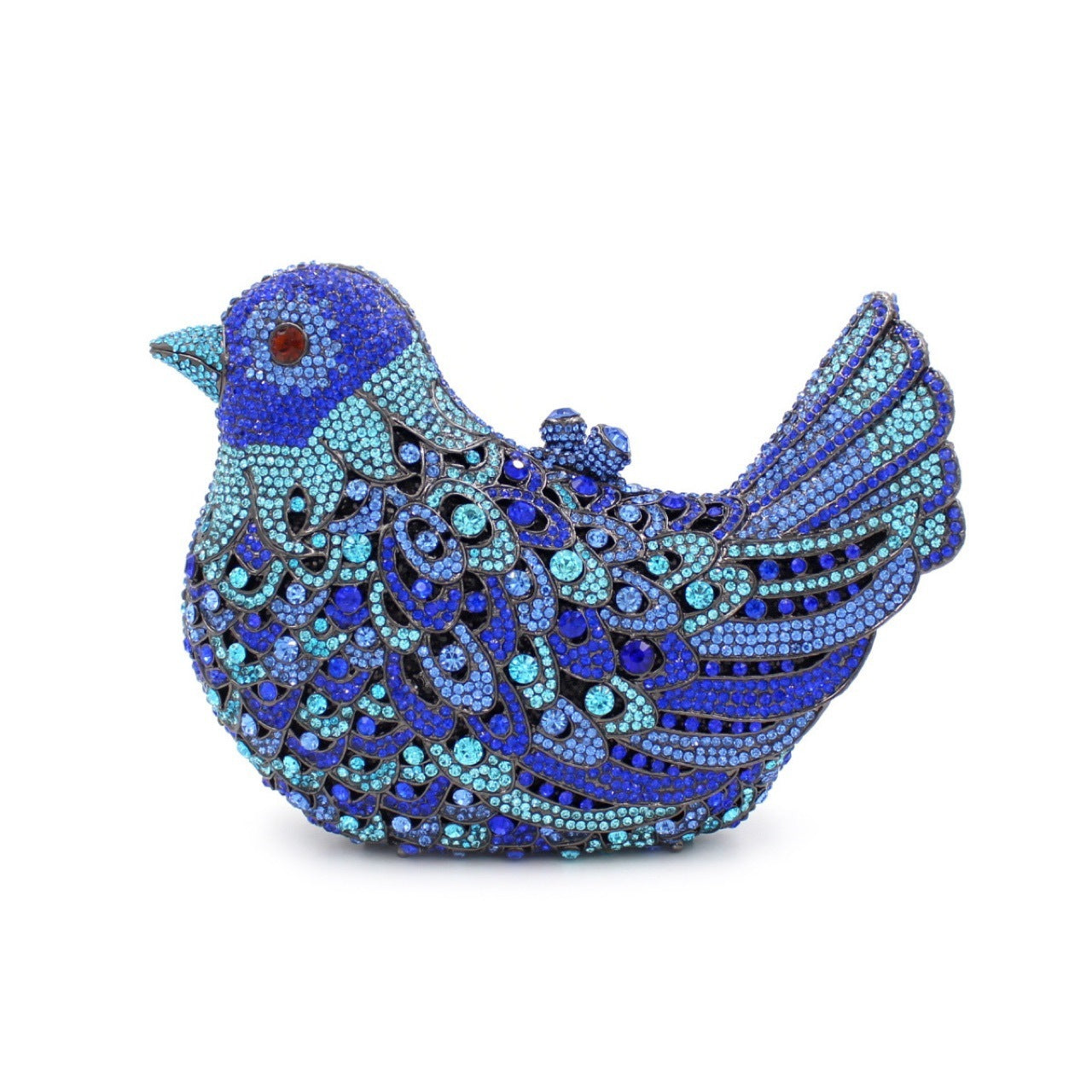 Bird and Peace Dove Rhinestone Dinner Bag 19x14x5.5cm Alloy Gem Clutch