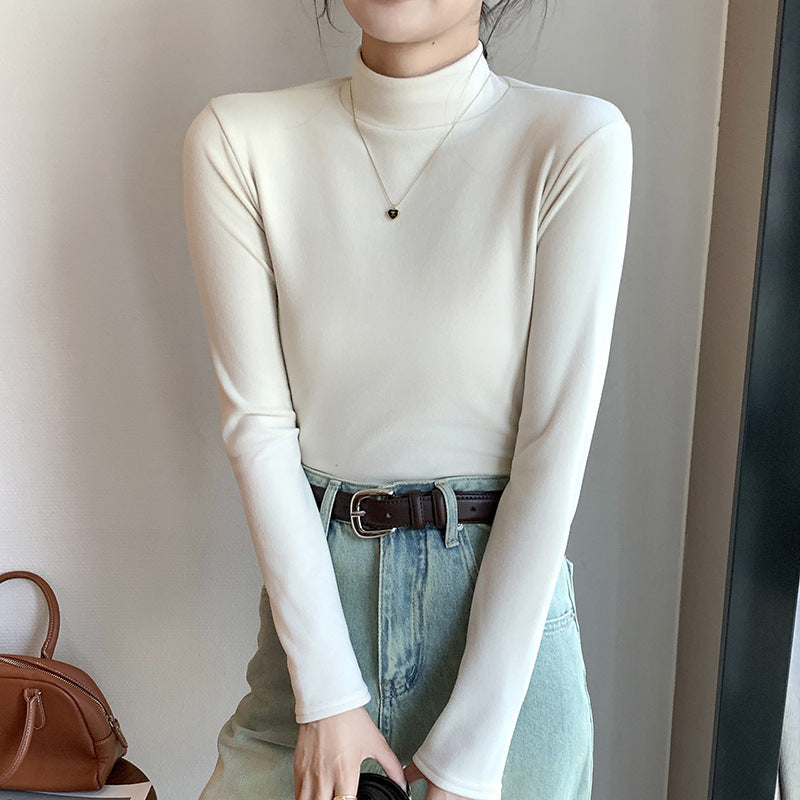 Women’s Half Turtleneck Double-Sided Dralon Bottoming Shirt for Spring & Autumn