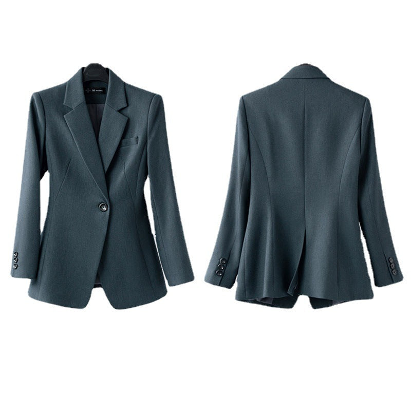 Women's Business Wear Jacket & Cropped Pants Suit in Blue Gray & Black, Sizes S-3XL
