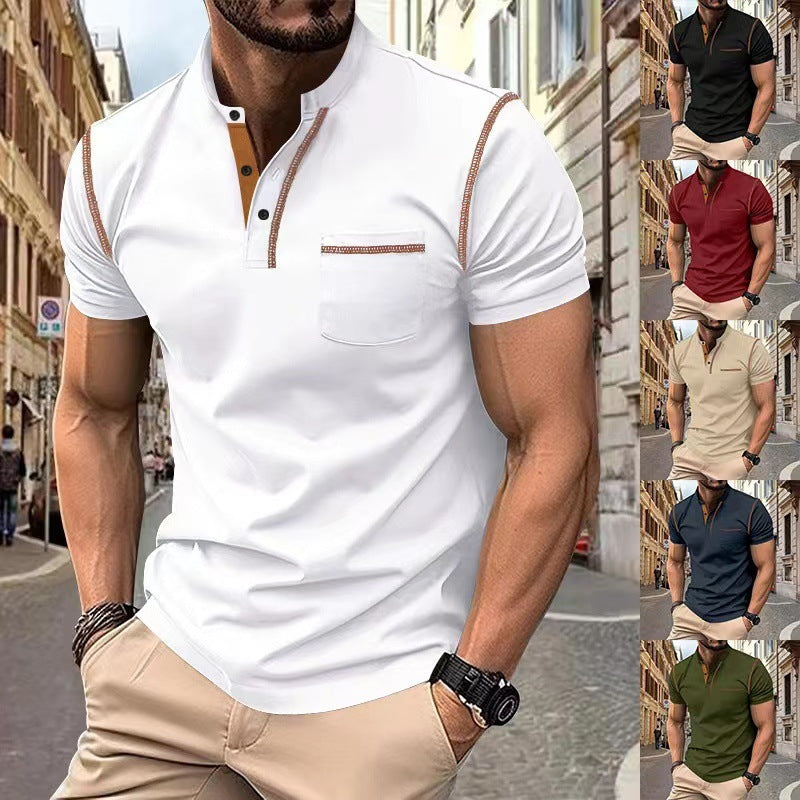 Men's Summer Slim Fit Quick-Dry Short-Sleeve Polo Shirt Navy White Black Khaki Army Green Wine Red