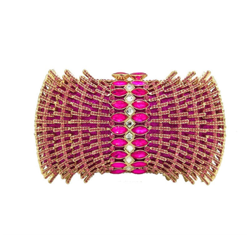 Women's PU Hard Case Diamond Clutch 16x11x6cm
