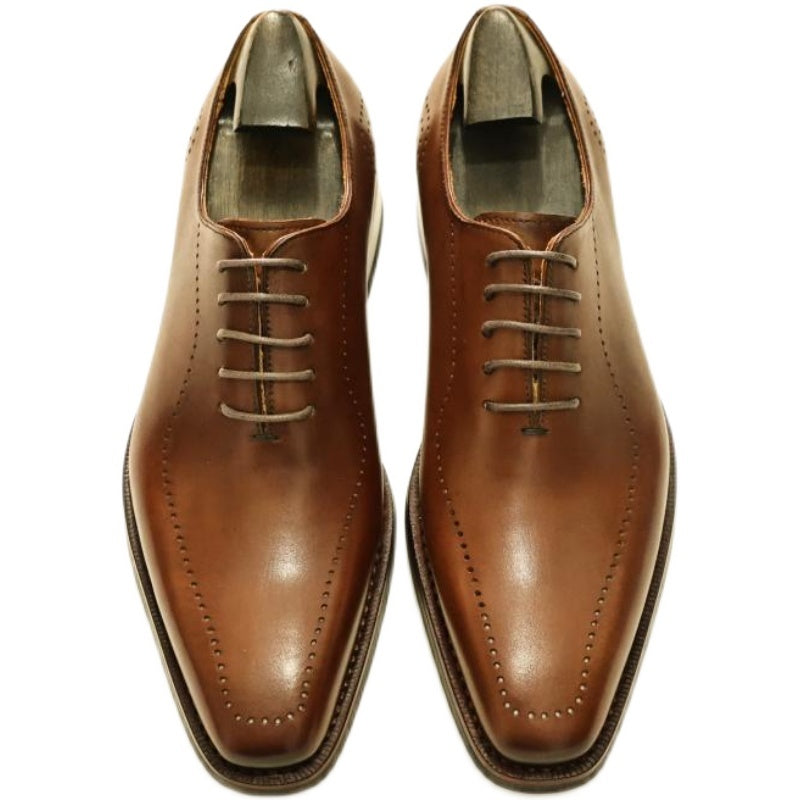 Chaussures de ville à lacets en cuir vintage pour hommes, noires et marron, pointures 38-44