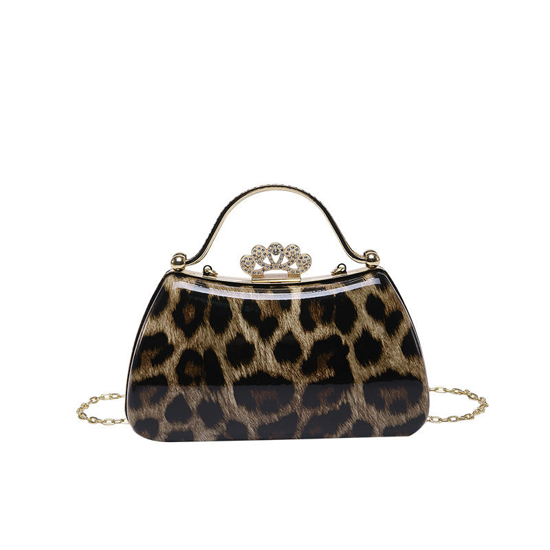 Leopard Print Retro Round PU Crossbody Bag for Women