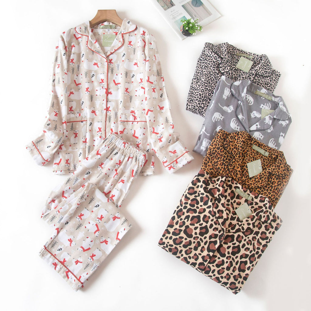Ensemble de pyjama en flanelle à manches longues pour femme