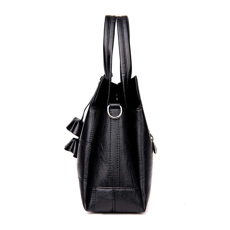 Soft PU Leather Three-Layer Large-Capacity Shoulder Bag with Tassels