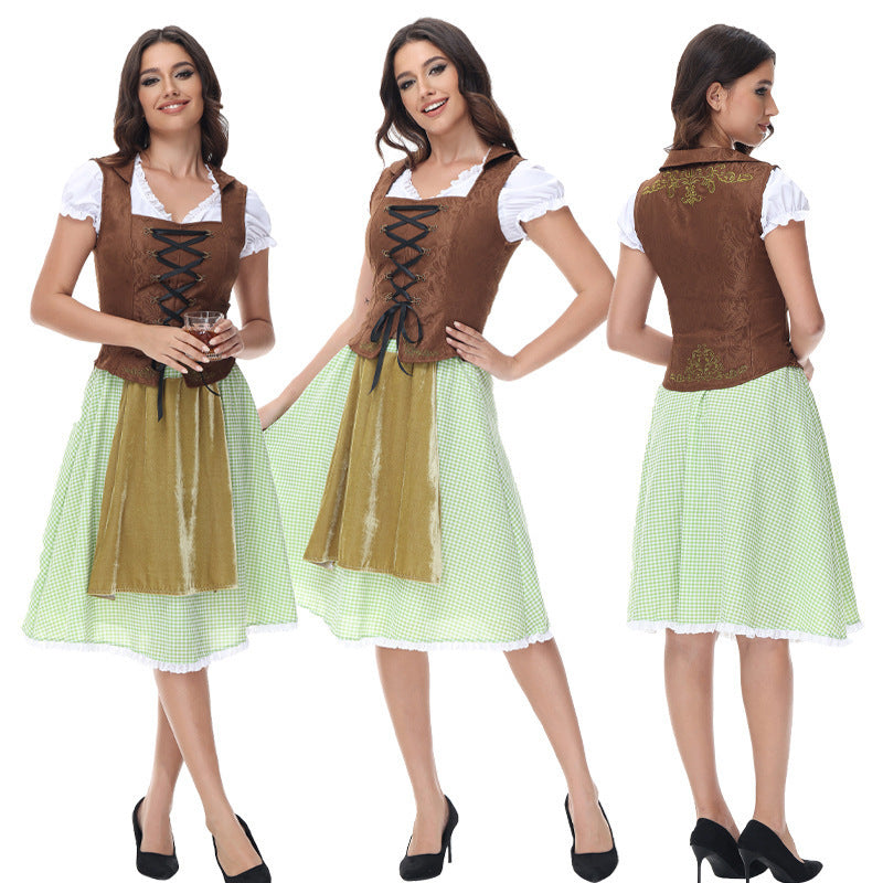 Robe de festival de bière traditionnelle en fibre de polyester verte