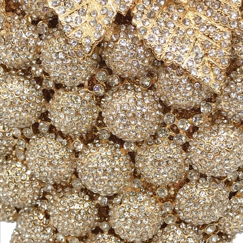 Sac de dîner à chaîne en forme de raisin clouté de diamants, petit 13x17.5x8 cm