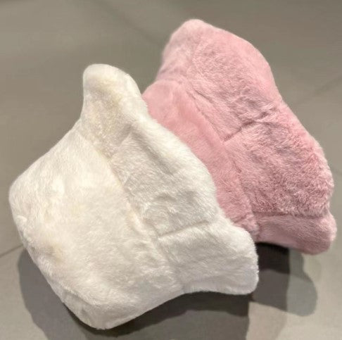 New Faux Rabbit Fur Ruffled Bucket Hat Women's