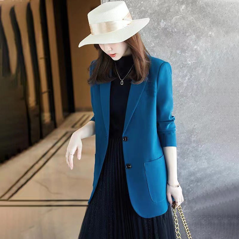 Women's Plus Size Blue Polyester Suit Jacket Small