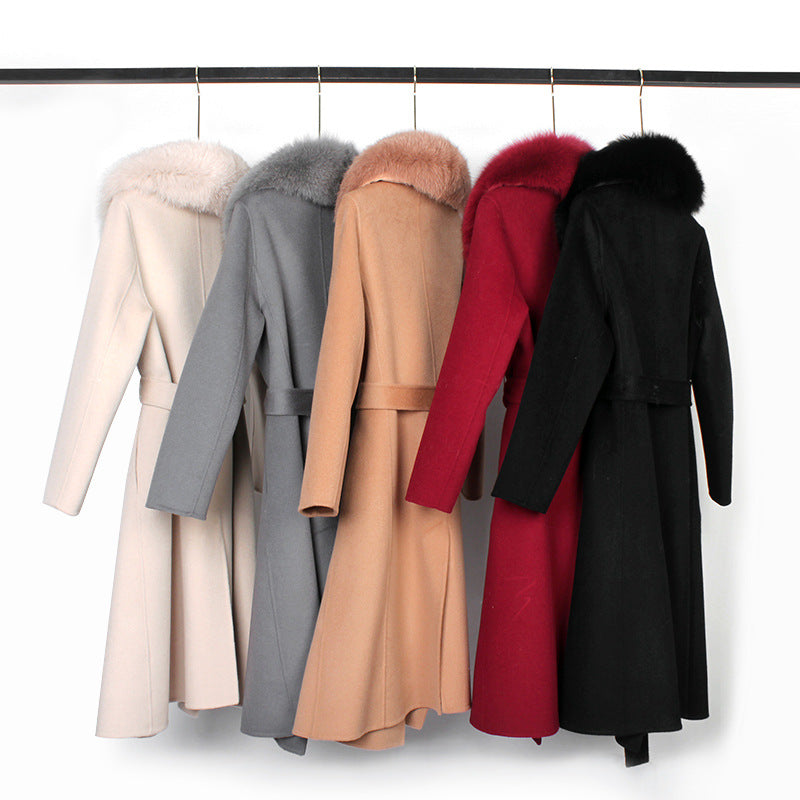 Wool Double-Faced Overcoat with Belt Slim Fit Autumn Winter