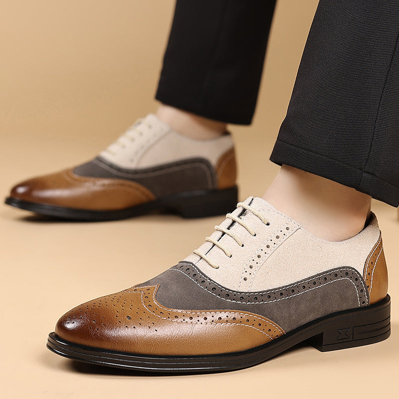 Chaussures Richelieu en cuir décontractées pour homme grande taille à bout pointu