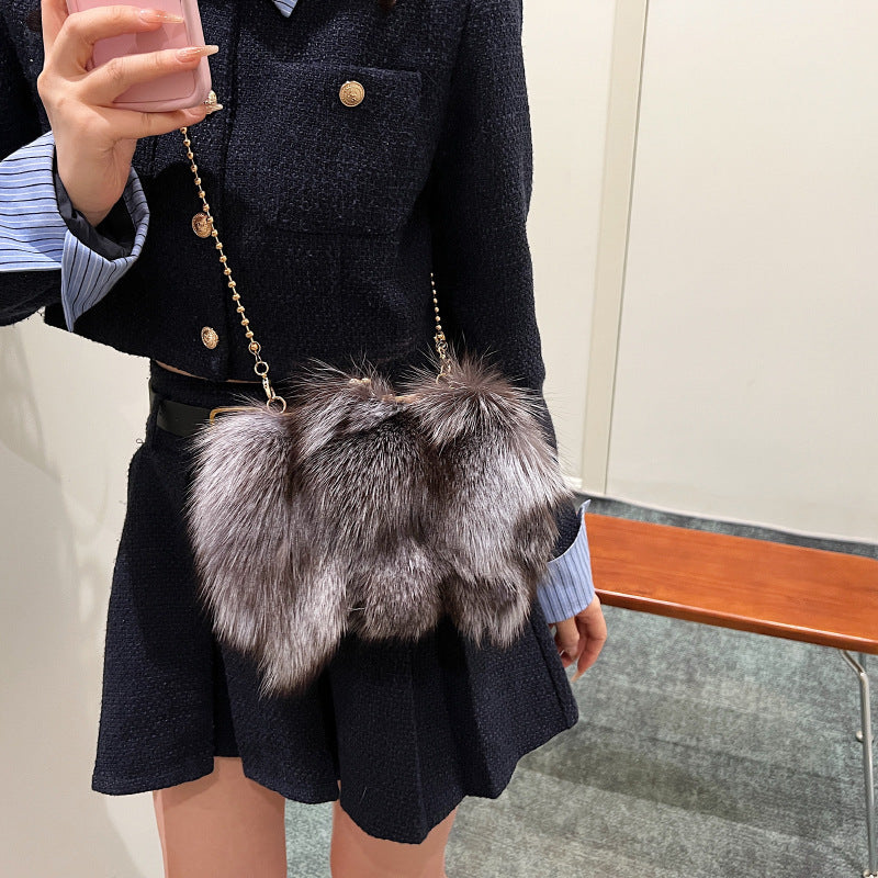Imitation Fox Fur Women's Plush Shoulder Bag