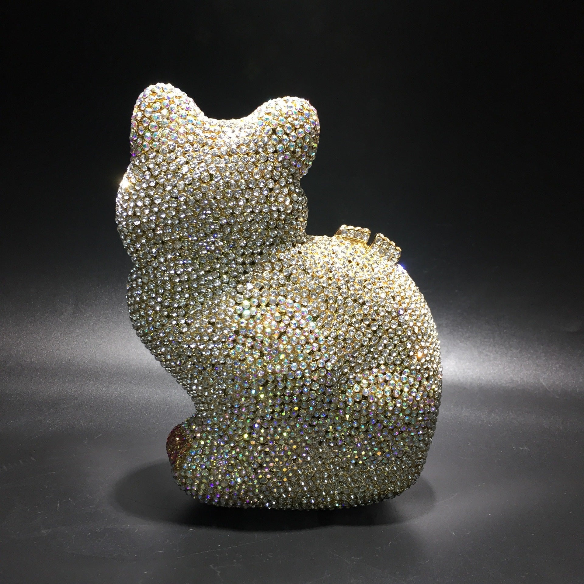 Kitty Rhinestone Handbag with Stranded Metal Crystal Detail