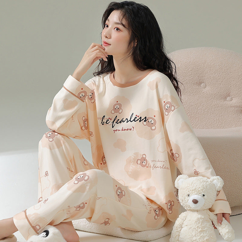 Vêtements d'intérieur en coton à manches longues avec motif de dessin animé pour le printemps et l'automne