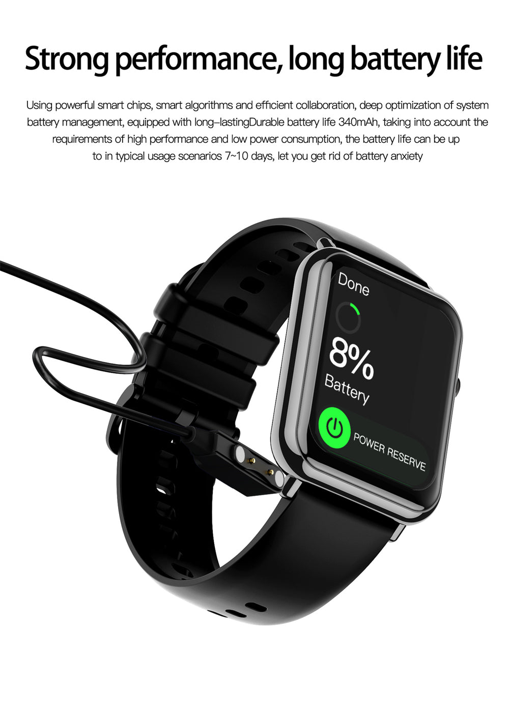 Smart Waterproof Watch IP67 Bluetooth 5.2 1.69" Touch Screen