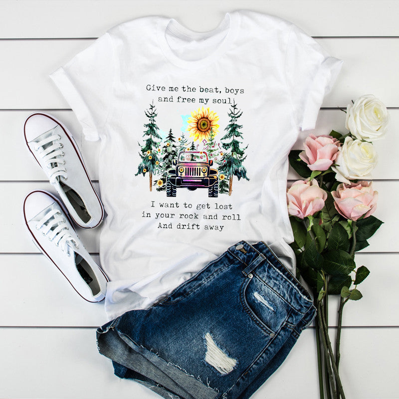 Plus Size Women's Short-Sleeve Loose Chenille T-Shirt