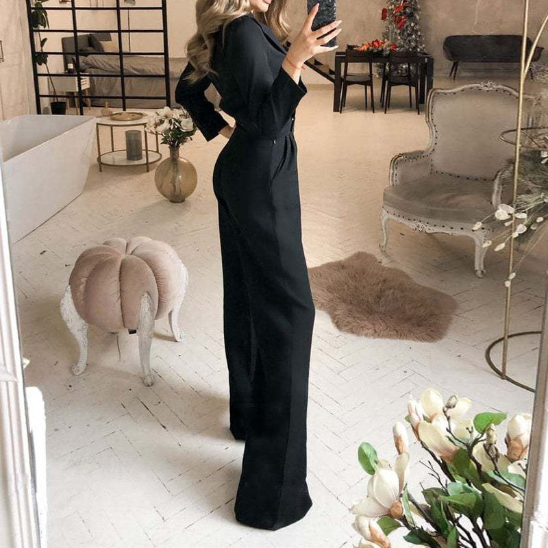 Women's Slim Solid Color Polyester Jumpsuit Spring Bodysuit