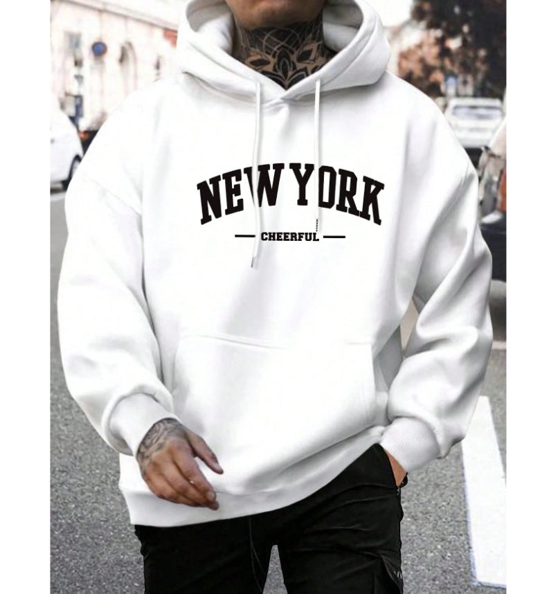 Men's Casual Retro Loose Hooded Pullover Sweater