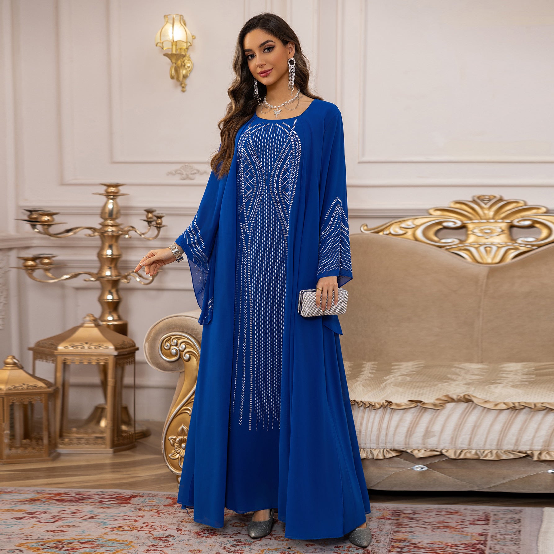 Plus Size Long Swing Robe Dress for Women Middle East Style