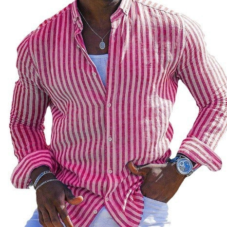 Summer Menswear 3D Print Lapel Long Sleeve Shirt