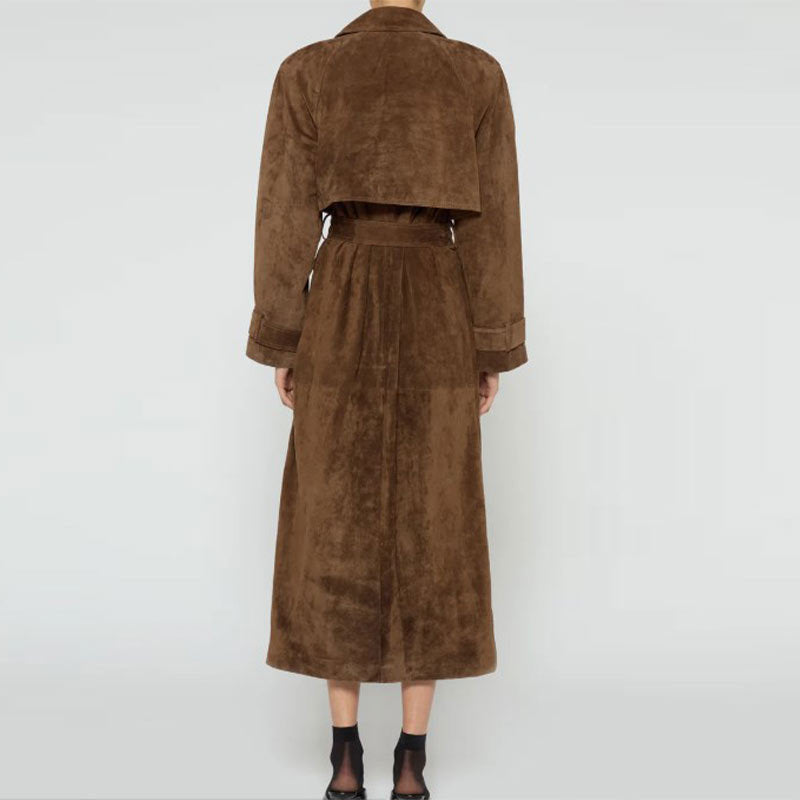 Women's Fall Winter Double-Breasted Polo Collar Extended Trench Coat
