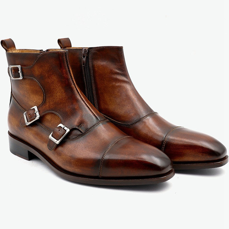 Men's Handmade Rust Brown Genuine Leather Breathable Casual Shoes