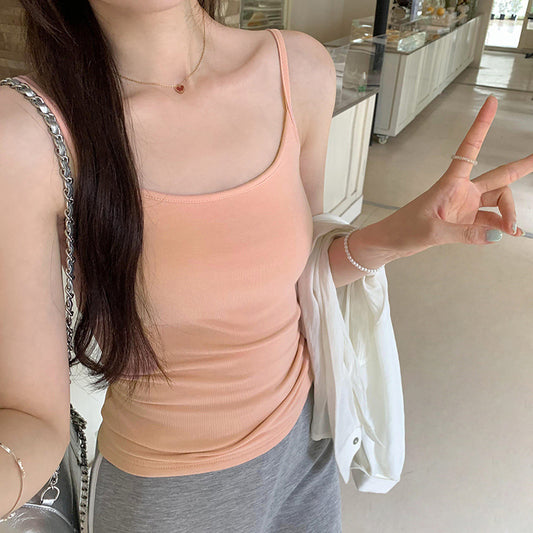 Womens Versatile Tank Top With Detachable Chest Pads And Adjustable Straps