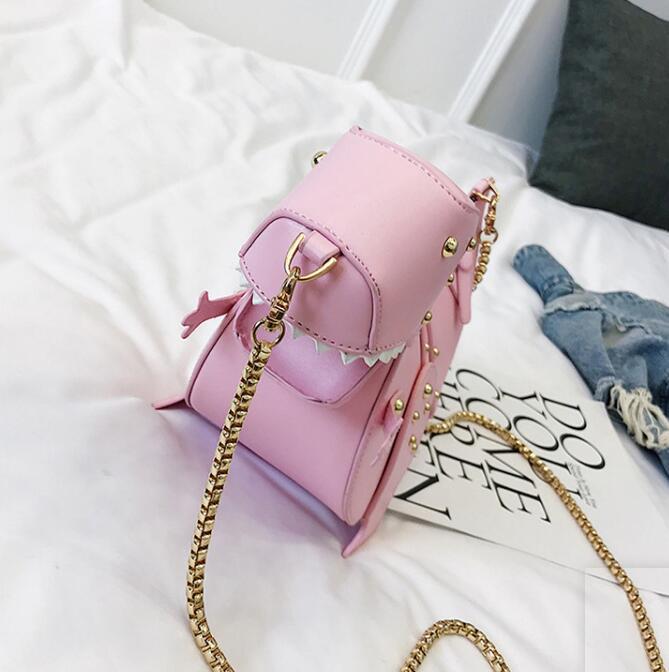 Dusun rivet personality dinosaur design fashion leather cross body mini shoulder bag
