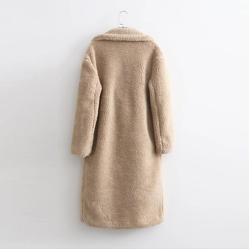Manteau long en laine d'agneau pour femme