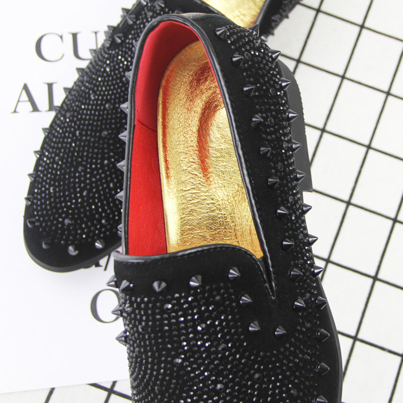 Men's Black Pointed Toe Loafers Wedge Heel Breathable Shock Absorption Shoes Sizes 38-44