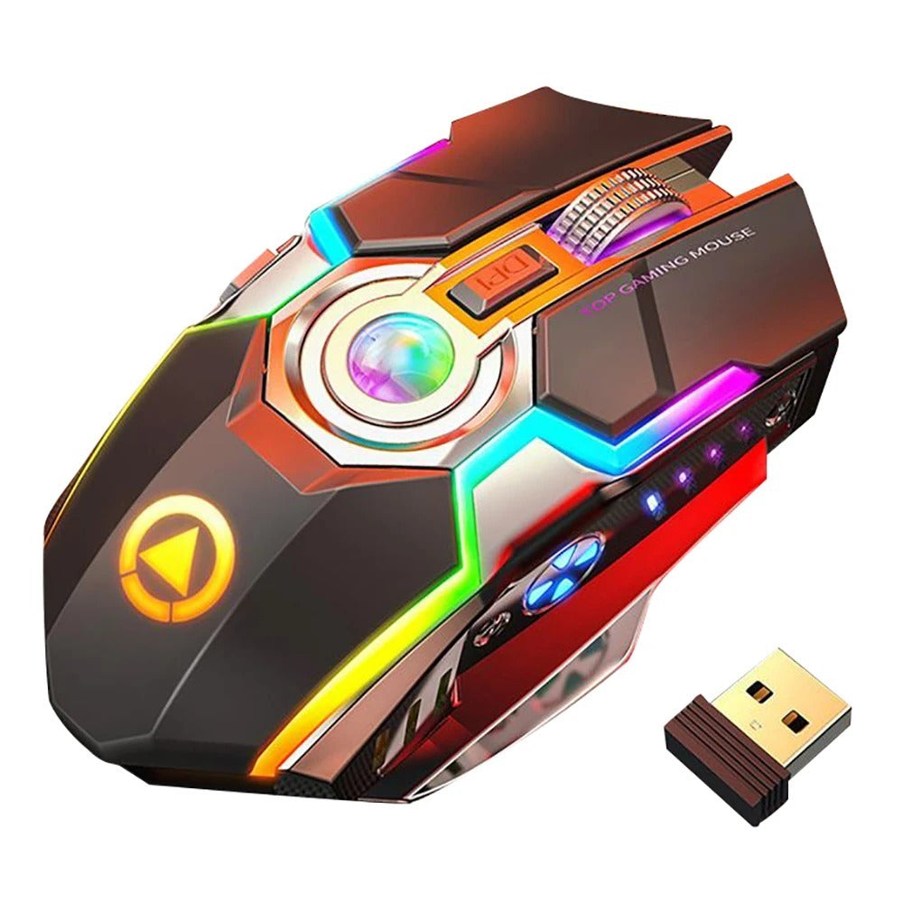 Wireless RGB Gaming Mouse Rechargeable with Mute Button