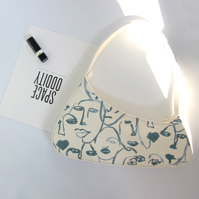 Niche White Canvas Vintage Shoulder Bag 35.5CM