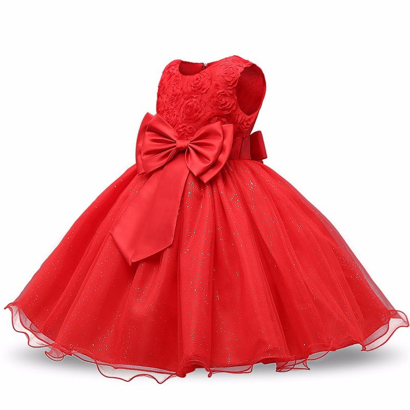 Princess Flower Girl Knee-Length Tutu Dress for Summer Wedding & Birthday Party