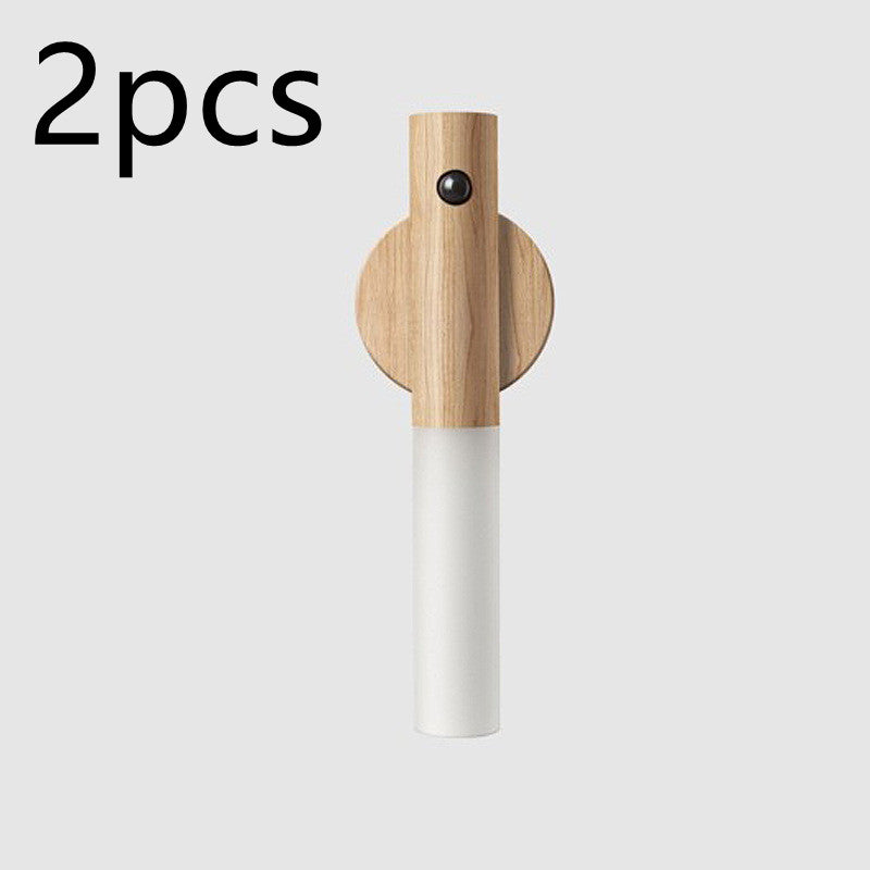 Auto LED USB Magnetic Wood Wireless Night Light with Motion Sensor for Wall & Cabinet