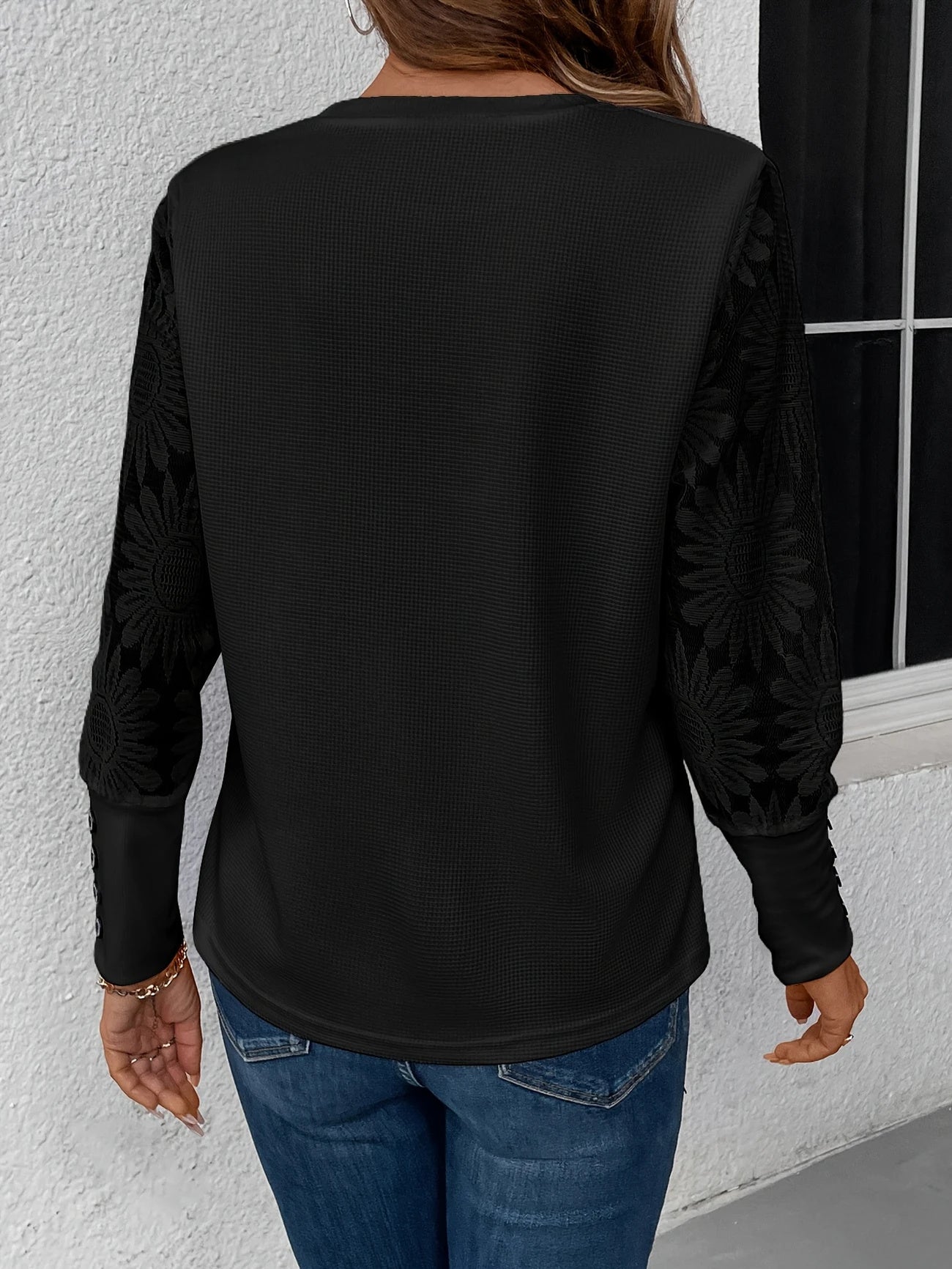 Floral Lace Splicing Elegant T-Shirt