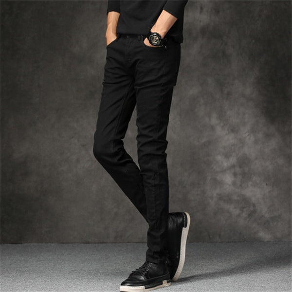 Slim-Fit Stretch Cotton Men's Pants in Black,