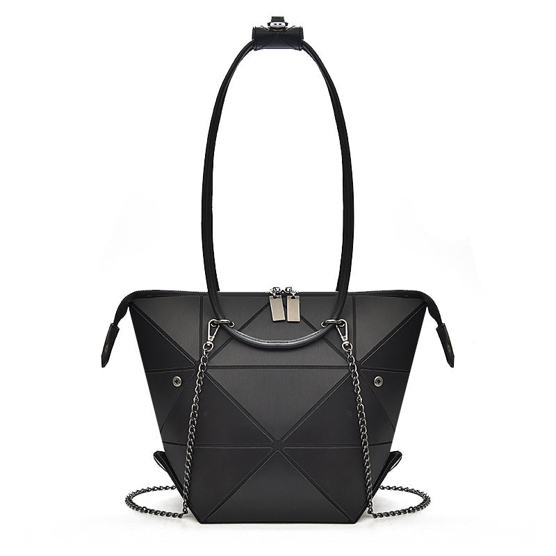 Trendy Medium Folding Geometric Diamond Laser Variety Bag with Zipper