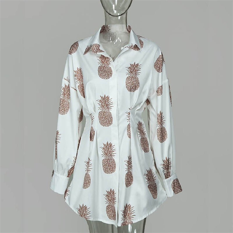 Chemise blanche en polyester à la taille