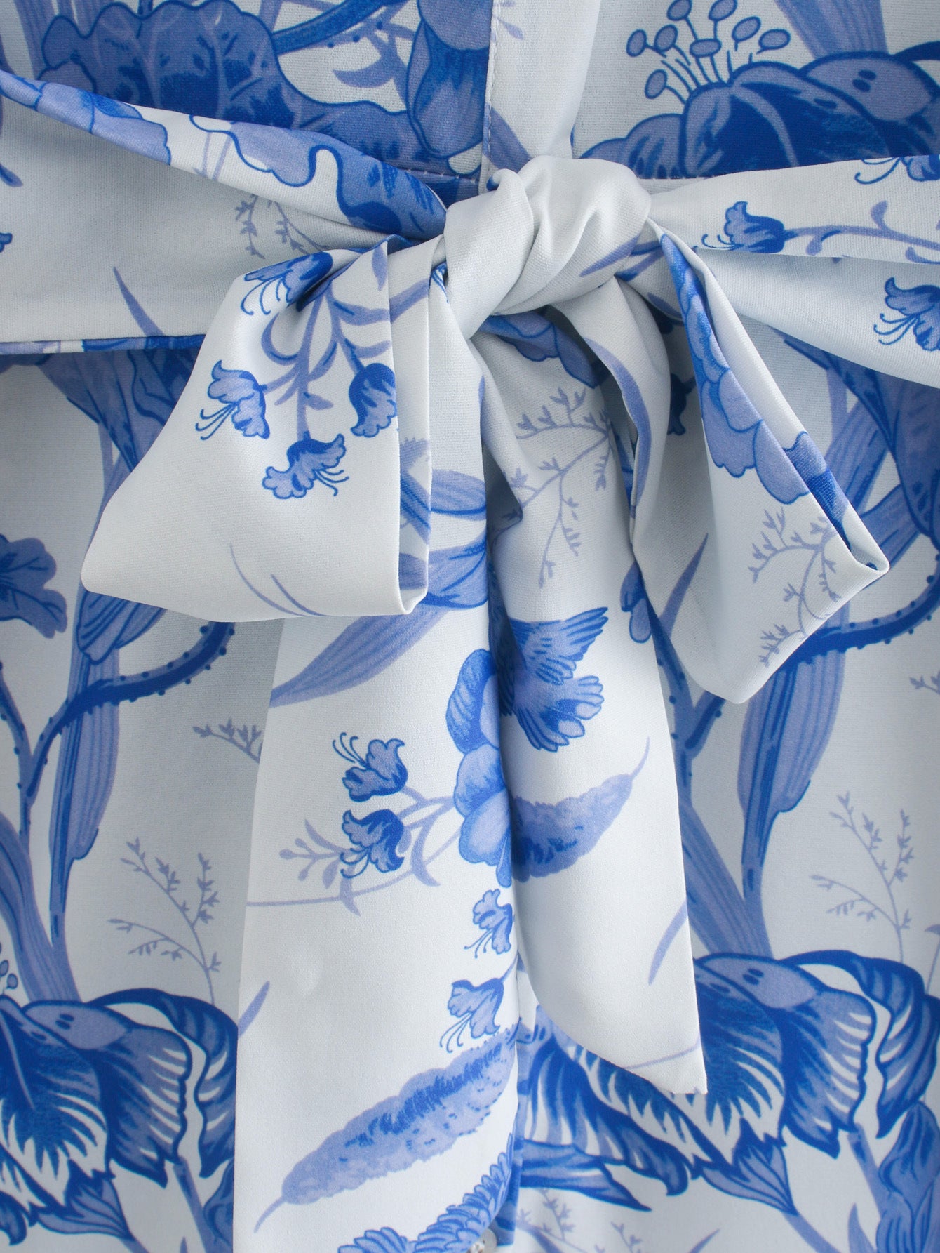 Printed Lace-Up Shirt Dress Polyester Cotton Blend
