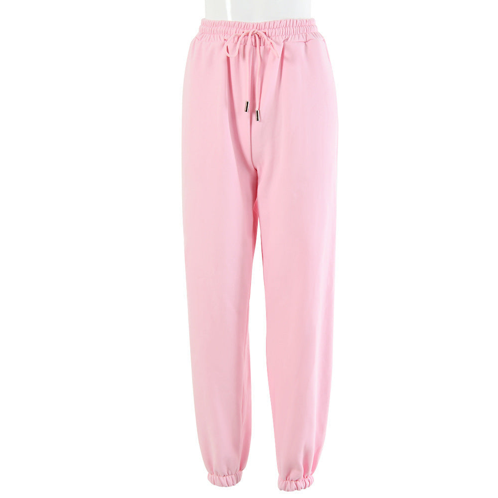 Pantalon ample décontracté taille basse sexy pour femme avec ceinture