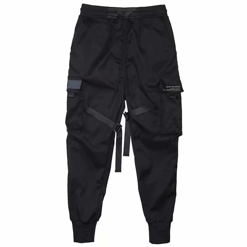 Joggers Harem Homme en Coton Cargo avec Poches Noir Streetwear Pantalon de Survêtement